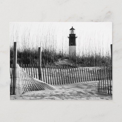 Beach Fences And Lighthouse Postcard