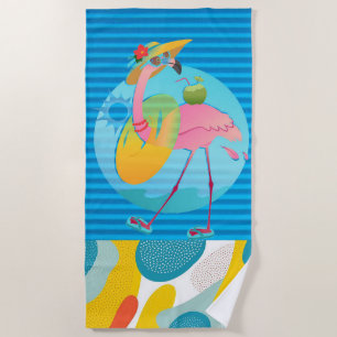 “Beach Flamingo” Beach Towel