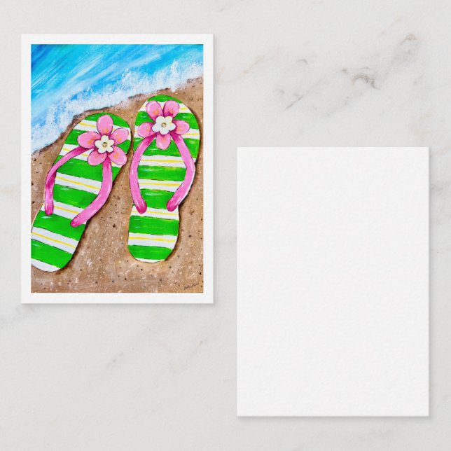 Beach flip flop Flat Note Cards (Front/Back)