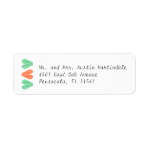 Beach Flip Flop Hearts Turquoise Coral Label