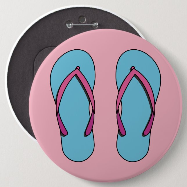 Beach Flip Flops Button (Front & Back)