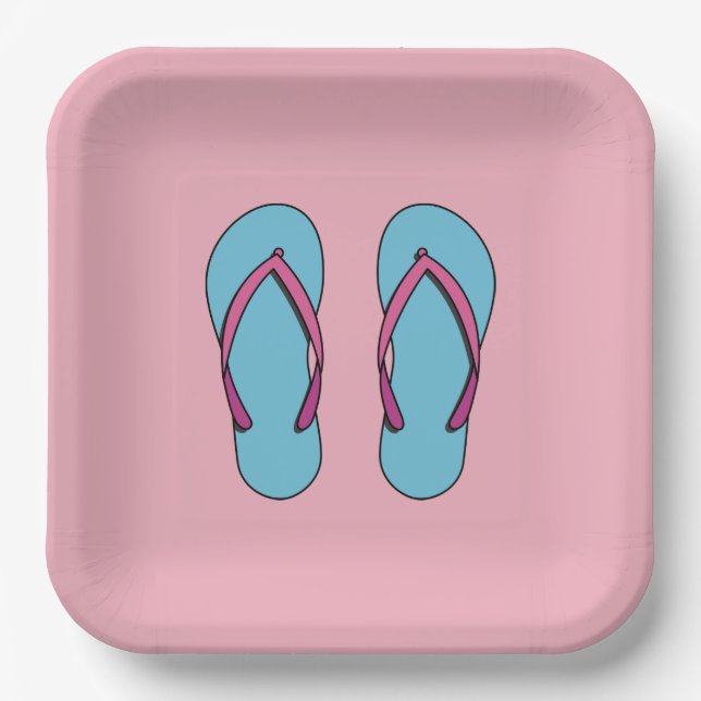 Beach Flip Flops Paper Plates (Front)