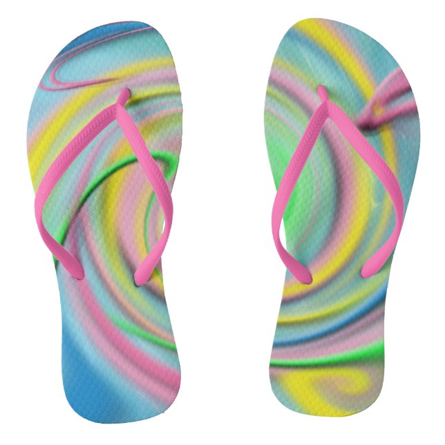 beach flip flops- Pastel colors, abstract Flops (Footbed)