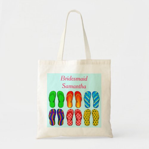 Beach Flip Flops Pattern Wedding Bridesmaid Custom Tote Bag