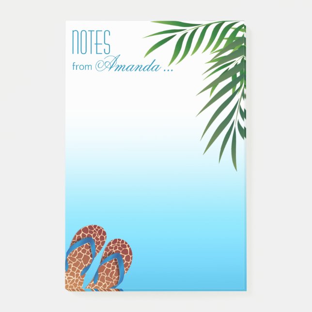 Beach Flip Flops Personalized Post-it Notes (Front)
