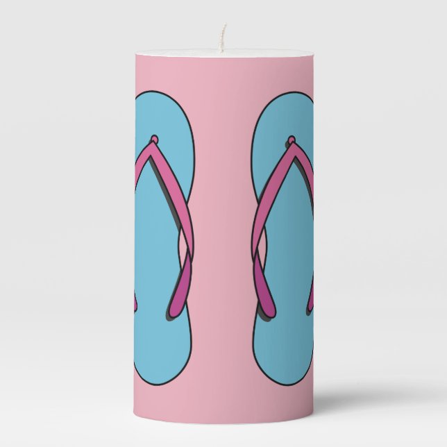 Beach Flip Flops Pillar Candle (Front)