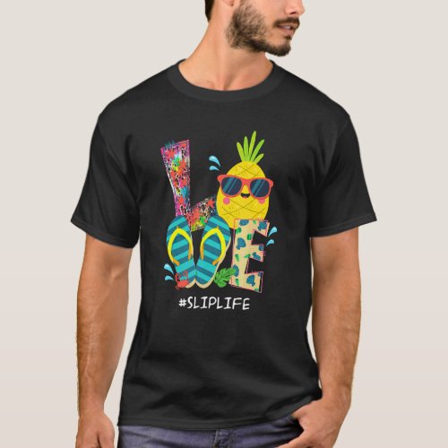 Beach Flip Flops Pineapple Summer Vacation Love Sl T_Shirt
