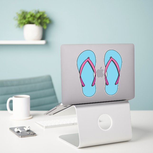 Beach Flip Flops Sticker (Laptop On Desk)