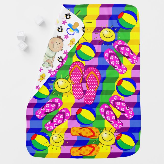 Beach Flip Flops Sun Baby Blanket (In Situ)