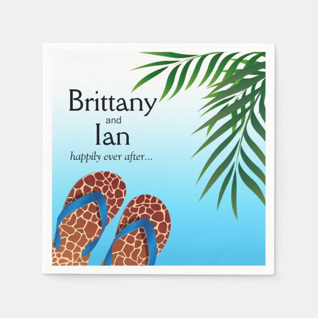 Beach Flip Flops Wedding Cocktail Party Napkins (Front)