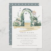 Beach Floral Arch Botanical Bridal Shower Invite (Front/Back)