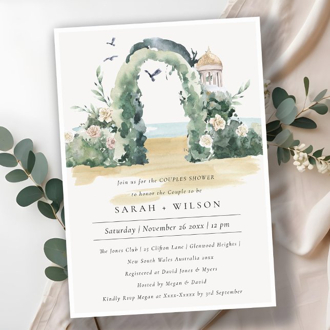 Beach Floral Arch Botanical Couples Shower Invite (Creator Uploaded)