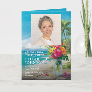 Beach Floral Funeral Memorial Order Of Service Program
