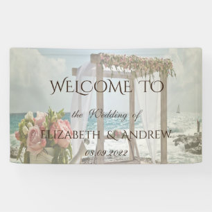 Beach Floral Retro Arch Wedding Banner
