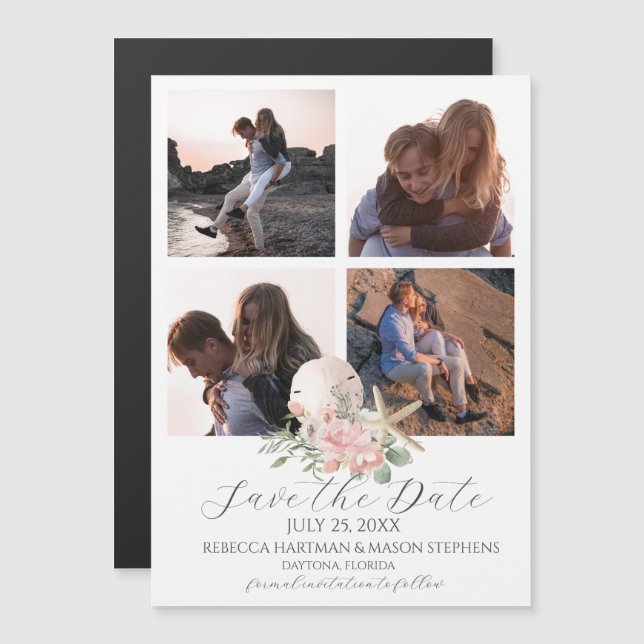 Beach Floral Sand Dollar and Starfish Multi Photo (Front/Back)