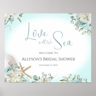 Beach Floral Wedding Welcome Sign