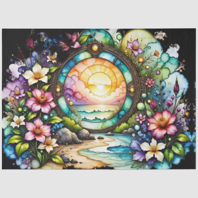 Beach flower Portal Tissue Paper (Front)