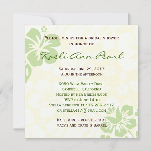 Beach Flowers Bridal Shower - Green Announcements