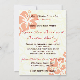 Beach Flowers - Coral (5x7) Invitation