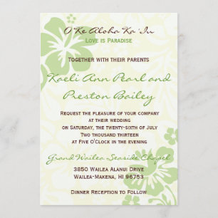 Beach Flowers - Green (5x7) Invitation