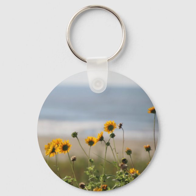 Beach Flowers on Galveston Island Keychain (Front)