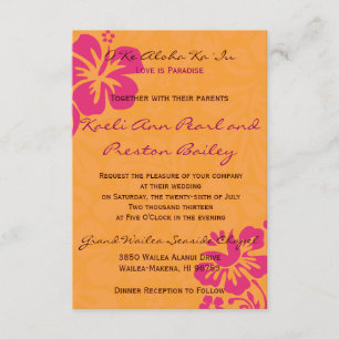 Beach Flowers - Orange/Fuschia (5x7) Invitation