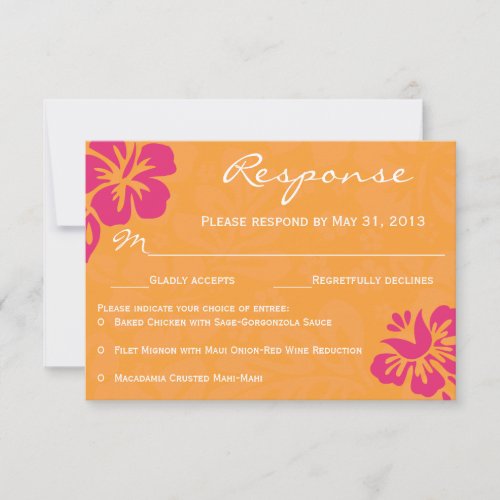 Beach Flowers RSVP - Orange &amp; Fuschia