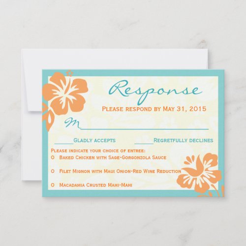 Beach Flowers RSVP Orange &amp; Teal