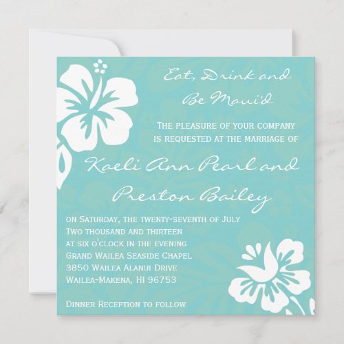 Beach Flowers - Teal Personalized Invitations
