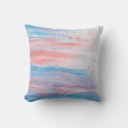  Beach Foam Pastel Abstract PeachTurquoise Throw Pillow