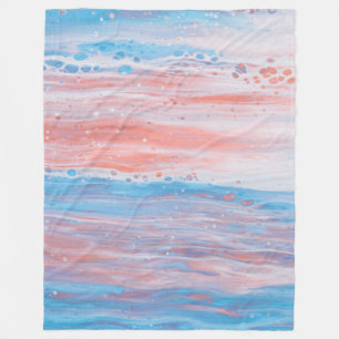 *~* Beach Foam Pastel Abstract Turquoise Peach Fleece Blanket