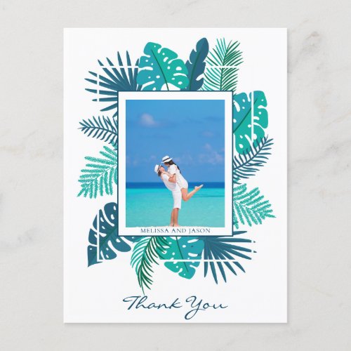Beach Foliage Wedding Photo Personalized Thank You Postcard