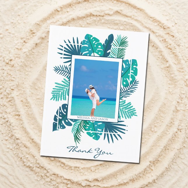 Beach Foliage Wedding Photo Personalized Thank You Postcard (Creator Uploaded)
