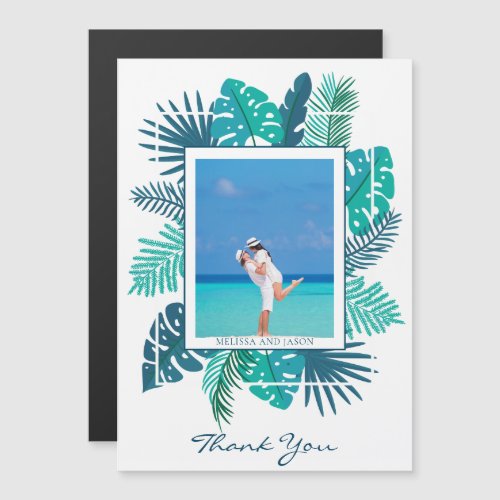 Beach Foliage Wedding Photo Thank You Magnet Card