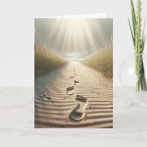 Beach Footprints and Sunbeams Birthday Card