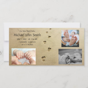 Beach Footprints Baby Announcement