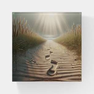 Beach Footprints In Sand Paperweight