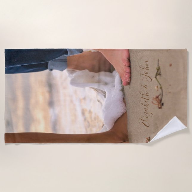 Beach,Foots,Waves   -Personalized Beach Towel (Front)