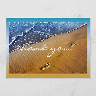 Beach Footsteps Thank You blank card