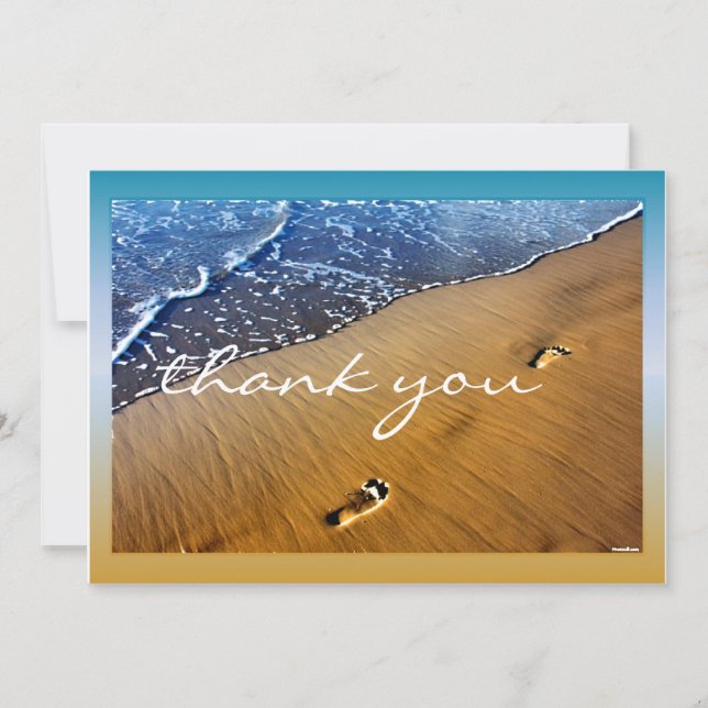 Beach Footsteps Thank You blank card (Front)