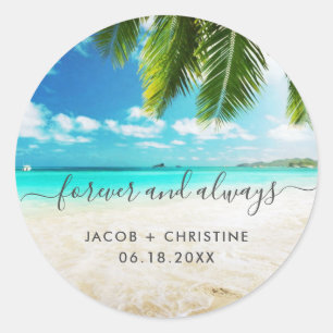 Beach Forever Always Wedding Favor Classic Round Sticker