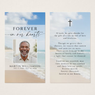 Beach Forever In Our Hearts Photo Prayer Card
