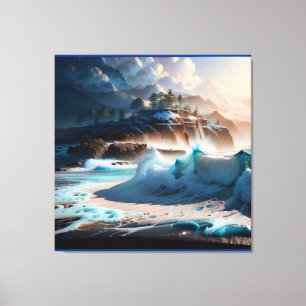 Beach Front Ocean Waves Landscape 1 Canvas Print