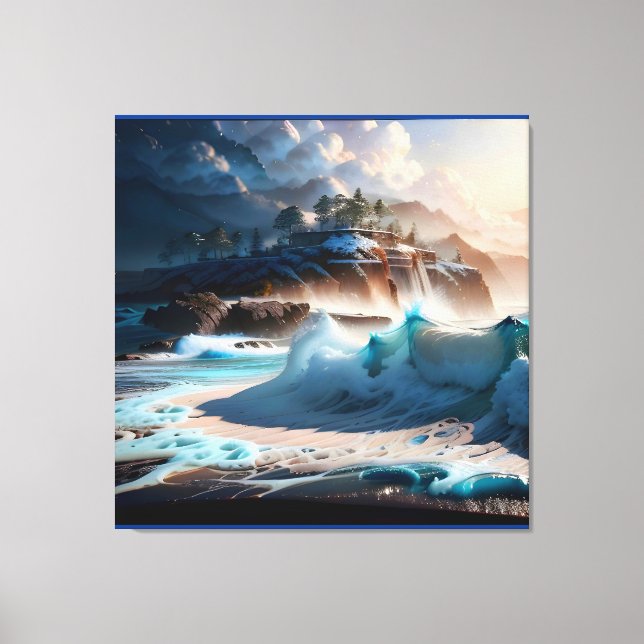 Beach Front Ocean Waves Landscape 1 Canvas Print (Front)