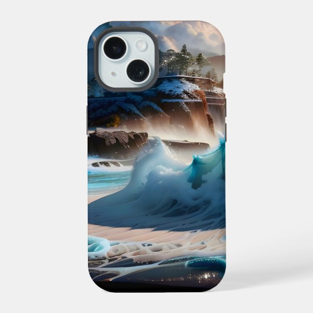 Beach Front Ocean Waves Landscape 1 Iphone Case (Back)