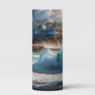 Beach Front Ocean Waves Landscape 1 Pillar Candle