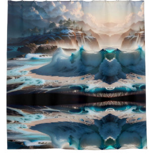 Beach Front Ocean Waves Landscape 1 Shower Curtain