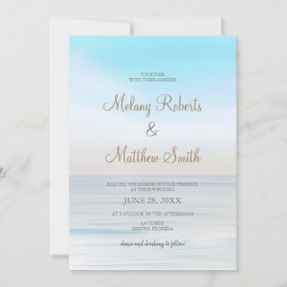 Beach Front Seaside Beach Themed Wedding Invitation