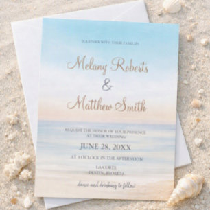 Beach Front Seaside Beach Themed Wedding Invitation