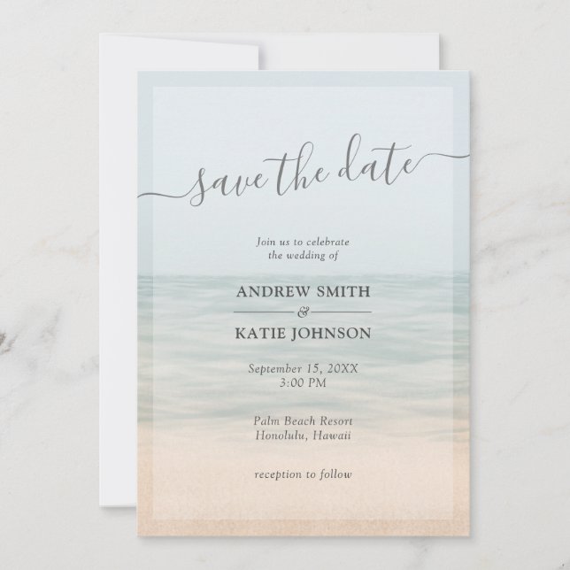 Beach Front Vintage Hawaiian Photo Wedding Save The Date (Front)